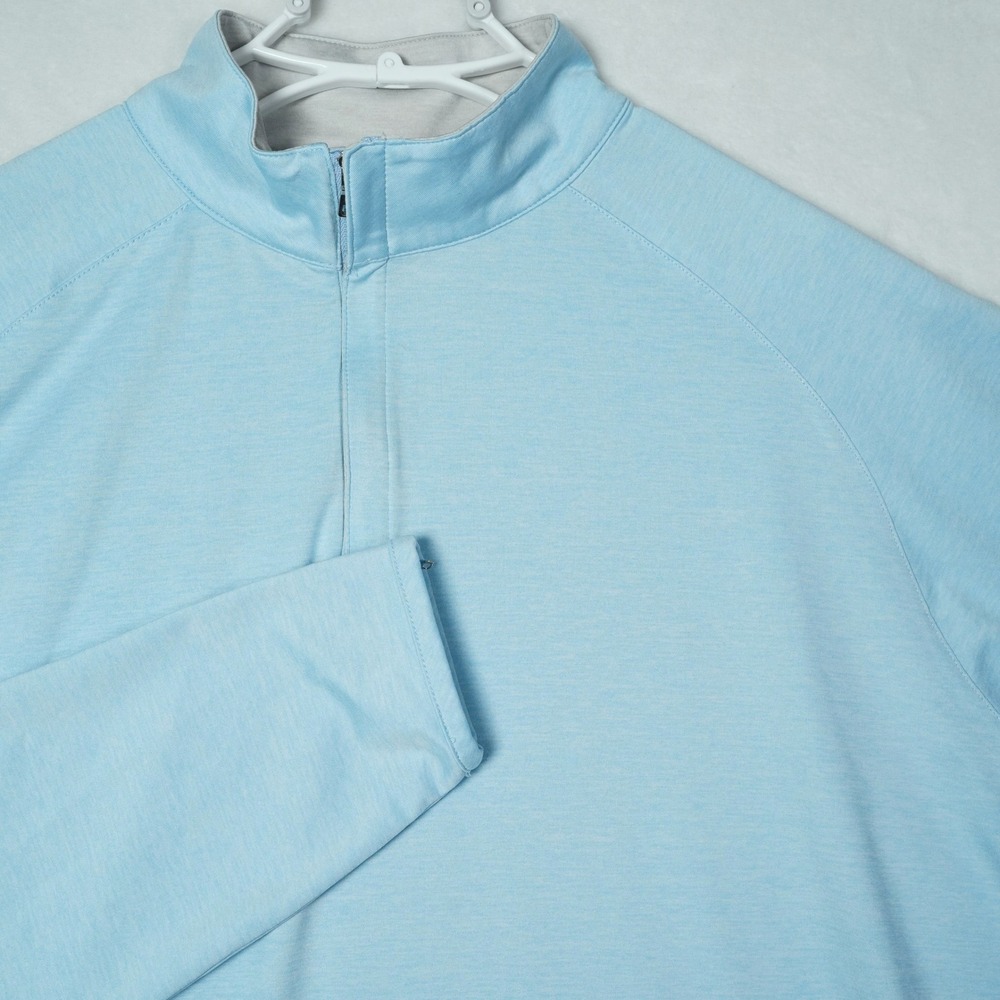 Peter Millar Crown Crafted Mens XL Light Blue Heathered Quarter Zip Pullover
